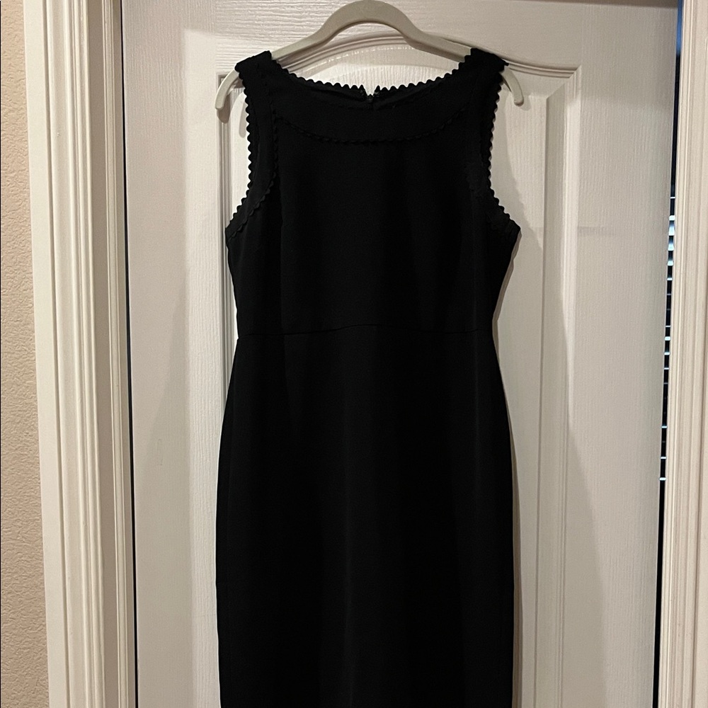 Ann Taylor Black Scalloped Sheath Dress